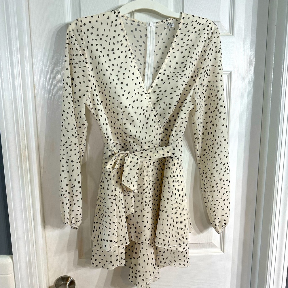 Long sleeved Dalmatian print romper